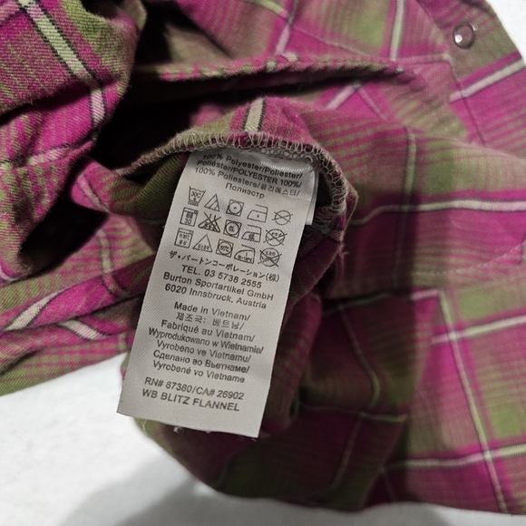 Burton dryride pink olive green plaid blitz flannel snap button top Large - Picture 6 of 6